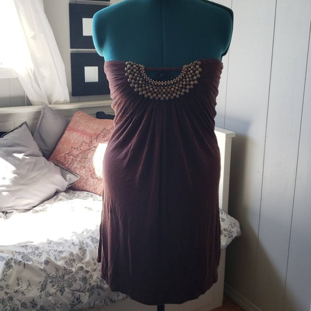 Boho Brown Strapless Dress